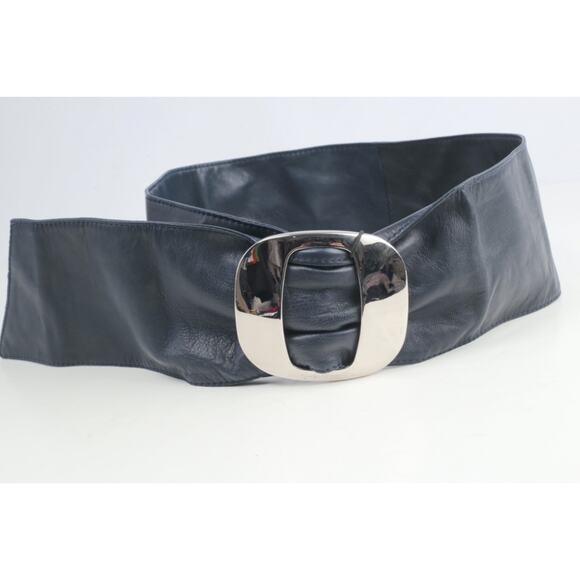 Giorgio Armani Navy Soft Leather Wide Waist Belt Size 40 Elegant Italian Luxury main image 10